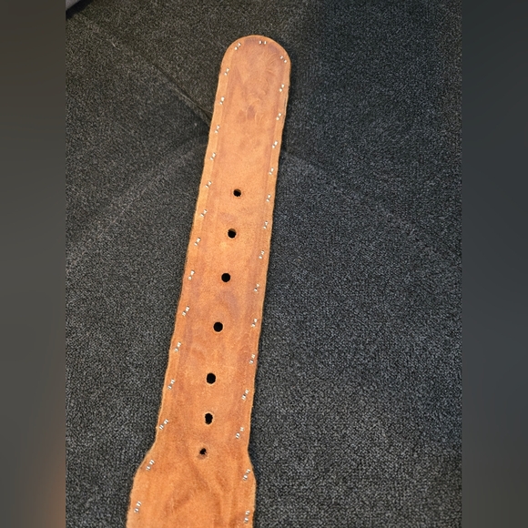 Brown & Black Leather Belt, Hand Finished Saddle Leather W/metal Details, Sz. 36 - Picture 16 of 16